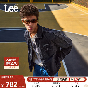 Lee24早春新品舒适版黑色男翻领经典骑士牛仔夹克潮LMT008101100