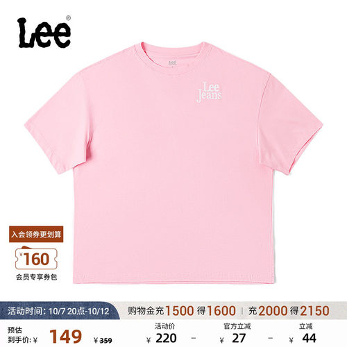 Lee商场同款舒适版印花图案圆领女短袖T恤上衣休闲潮LWT0080674LE