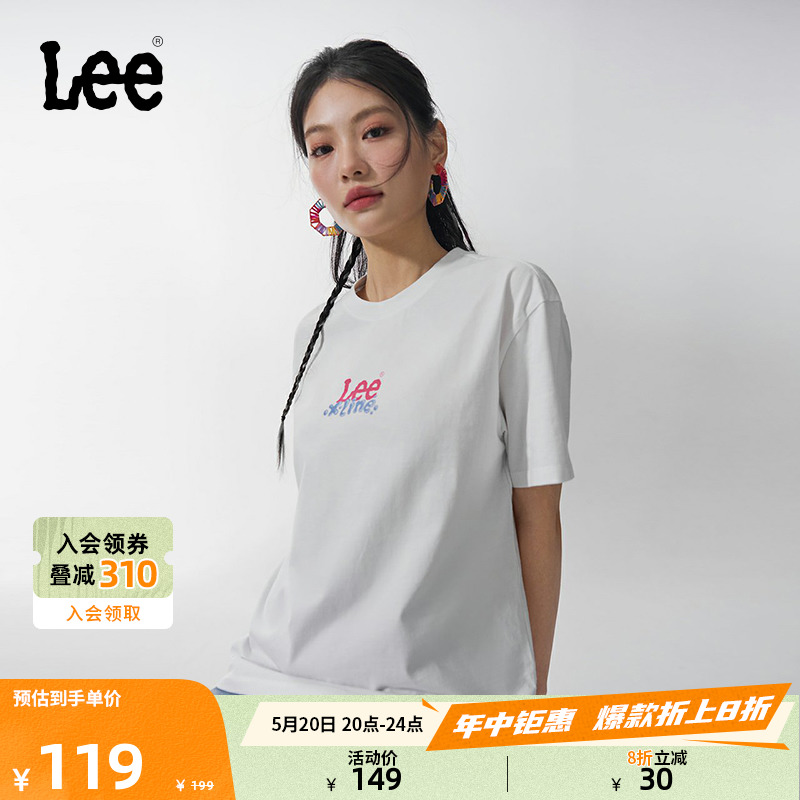 Lee24春夏新品Oversive印花圆领棉质日常女短袖T恤潮LWT0082174LE-封面