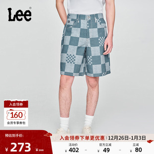 设计蓝色格纹男短裤 Lee25新品 五袋款 经典 休闲潮流A08019 舒适版