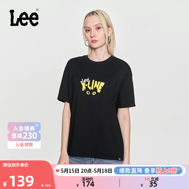 Lee24春夏新品舒适版型猫眼图案印花女短袖T恤显瘦LWT0082164LE-封面