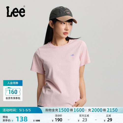 Lee26春夏新品经典圆领渐变Logo印花女短袖T恤休闲潮LWT0121924LE