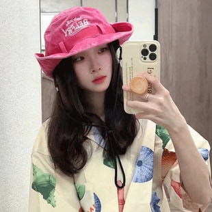 ins刺绣牛仔渔夫帽子女夏季遮阳防晒帽海边太阳帽户外露营登山帽