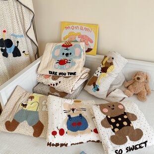 卡通ins卢比象婴幼儿毛毯全棉皱皱纱宝宝盖毯儿童午睡小绒毯子1.2