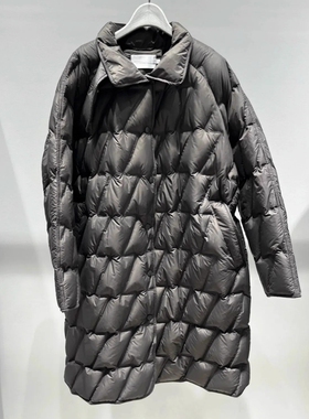 MM麦麦2025冬季新深灰色菱格90鸭绒立领休闲收腰羽绒服4GA282121