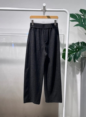 MM麦麦家2025秋冬新款深灰色高腰直筒针织休闲裤女长裤4GA254051