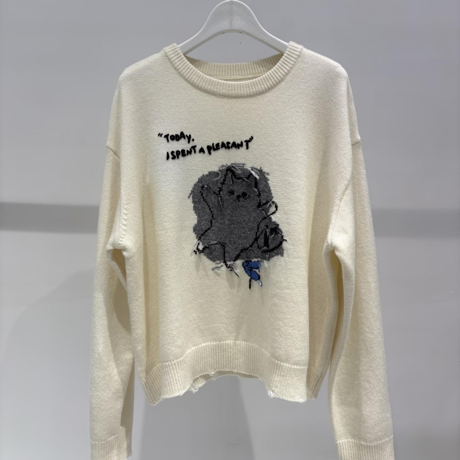 圆领卡通绵羊毛针织衫毛衣上衣女