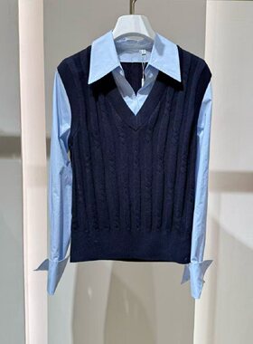 MM商场同款2026春季新款小个子百搭假两件拼接针织衫女1H2130021