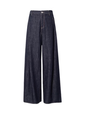 MM麦麦26春季款锁色慵懒风高腰阔腿牛仔裤女藏蓝色长裤5H2150131