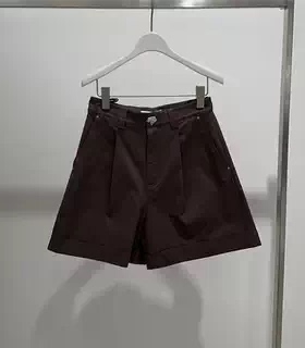 MM麦麦26夏季新款棕色高腰A字宽松休闲显瘦小个子短裤女4H4151861