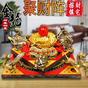 纯黄铜聚宝盆金龙葫芦摆件貔貅金蟾龙龟麒麟客厅店铺生意摆件五帝