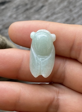 G24天然翡翠玉蝉知了吊坠 浅绿色缅甸玉石挂件玉坠子小孩儿童学生