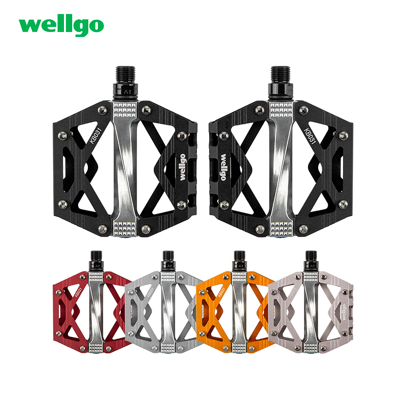 维格Wellgo山地车脚踏铝合金防滑加宽培林轴承越野竞速公路车脚踏