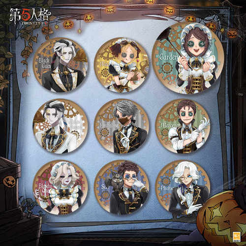 第五人格蒸汽朋克系列双闪吧唧徽章佣兵园丁红夫人镭射胸章谷子