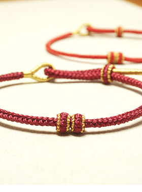 本命年可穿珠红绳手链粗细款