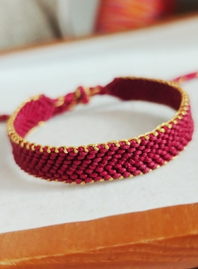 手工编制可加配件宽版手绳