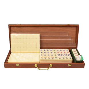 御圣麻将牌家用手搓麻将牌牙色绿白亚克力台湾麻将麻雀套装送配件