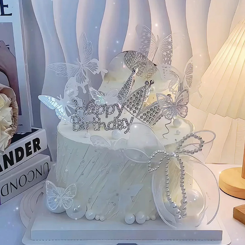 唯美镂空蝴蝶珍珠蝴蝶结蛋糕插件