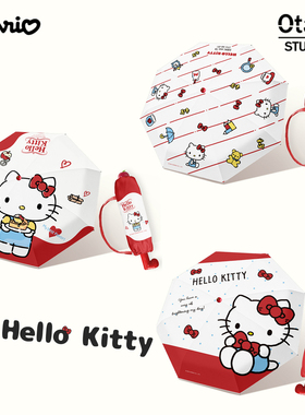 三丽鸥正版授权可爱凯蒂猫红色靴子伞黑胶晴雨两用伞女手动三折伞