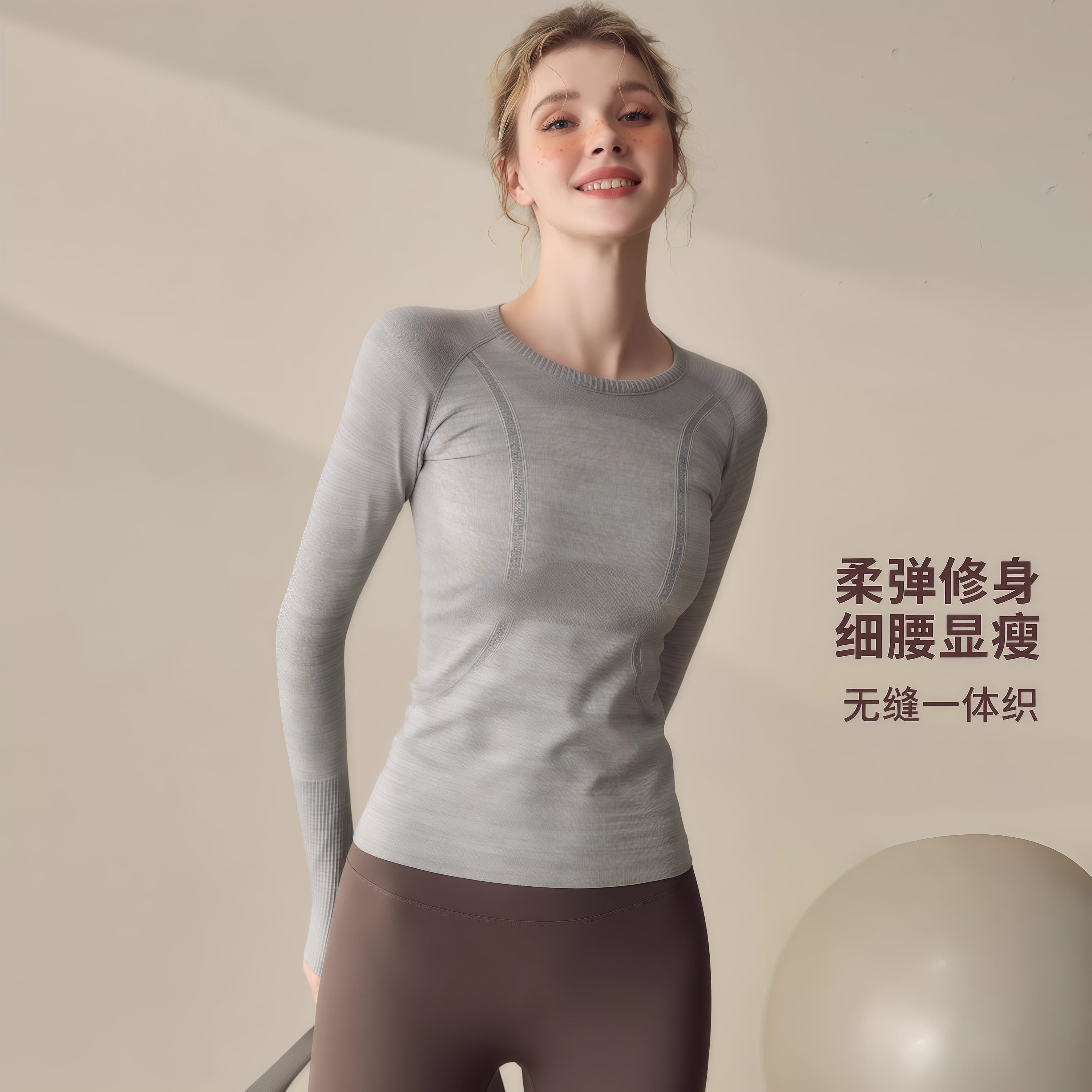 LULU HZWEVOE修身弹力健身长袖瑜伽服跑步撸铁紧身训练健身服上衣