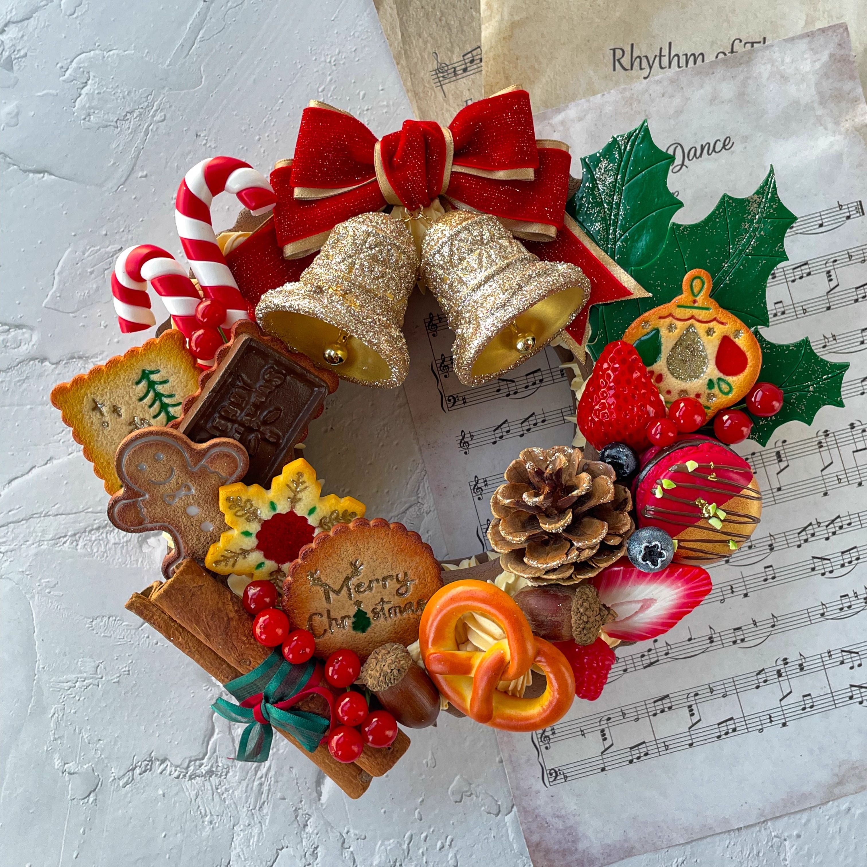 圣诞奶油曲奇浆果花环摆件