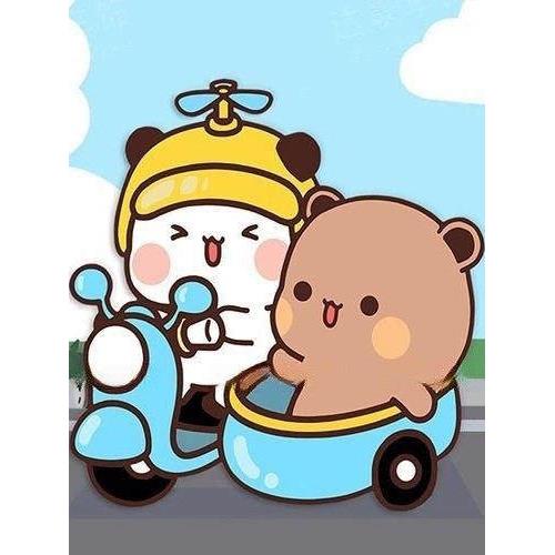 一二布布卡通汽车贴纸划痕遮挡