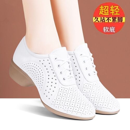 真皮软底单鞋女软皮洞洞透气女鞋舒适不累脚夏季新款休闲高档皮鞋