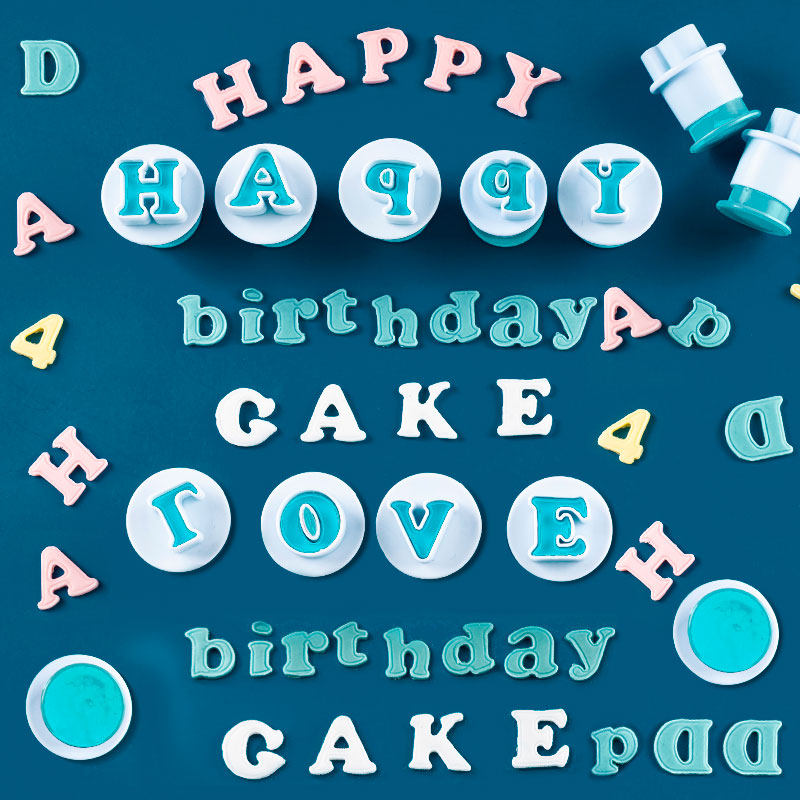 字母数字英文大小写花体塑料翻糖切割模具压模多功能辅助云朵切模