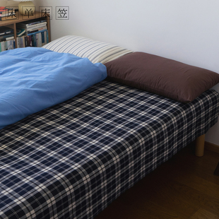 床单单件床笠丨色织非印染丨全棉纯棉水洗棉床套格子床罩黑灰被单