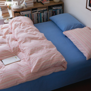 清爽不棉腻 全棉色织水洗棉四件套纯棉床上床单床品套件条纹被套