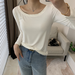 莫代尔纯棉打底衫女内搭短袖T恤2026春夏新款大码中长款低领上衣