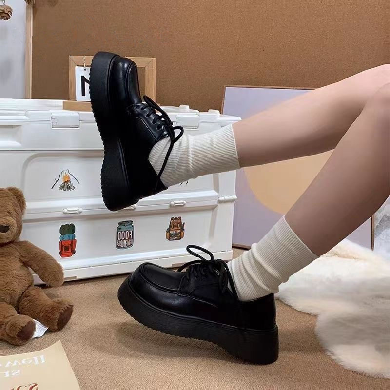 半托两穿鞋小皮鞋女2025新款圆头单鞋乐福鞋厚底学院风英伦风
