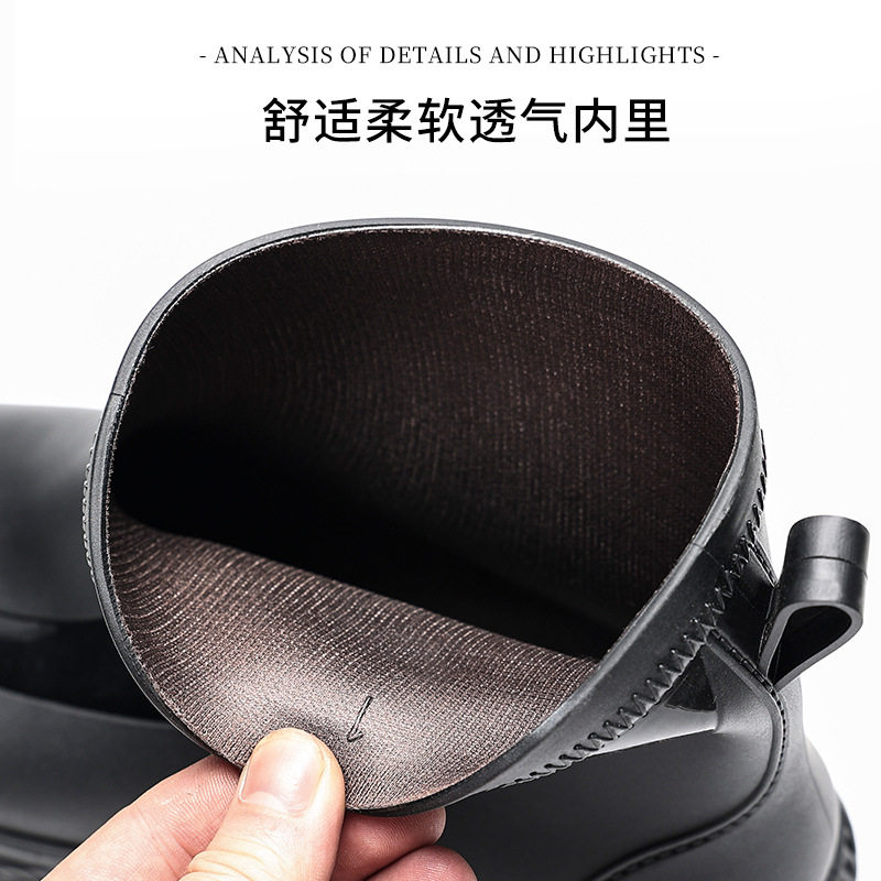 新款时尚防水防滑男雨鞋短筒厨房工作钓鱼雨靴洗车水鞋潮流胶套鞋