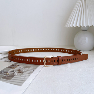 带宽黑色真皮皮带 收腰裤 免打孔腰带女士学生复古百搭牛仔裤 子西裤