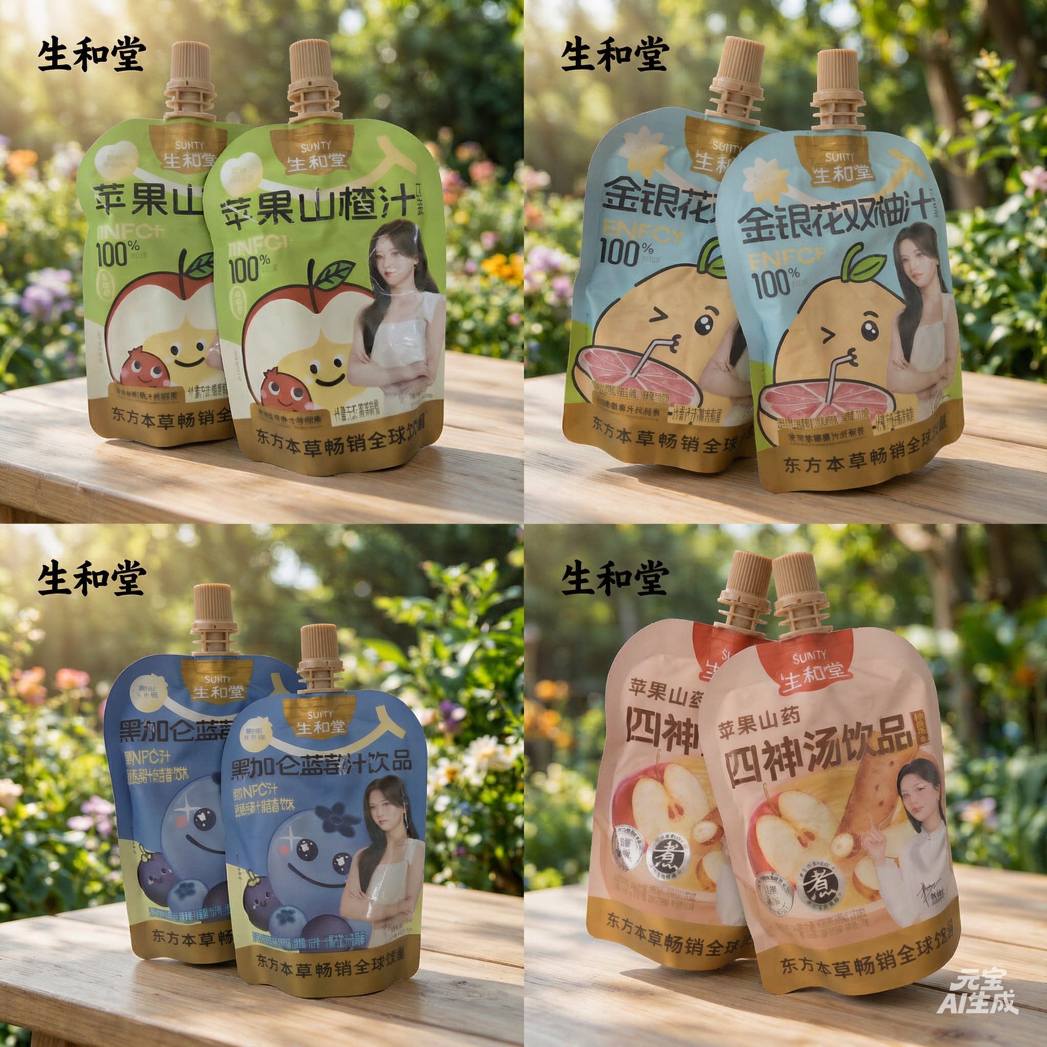 生和堂黑加仑蓝莓汁金银花双柚汁苹果山楂汁东方草本果汁饮料饮品