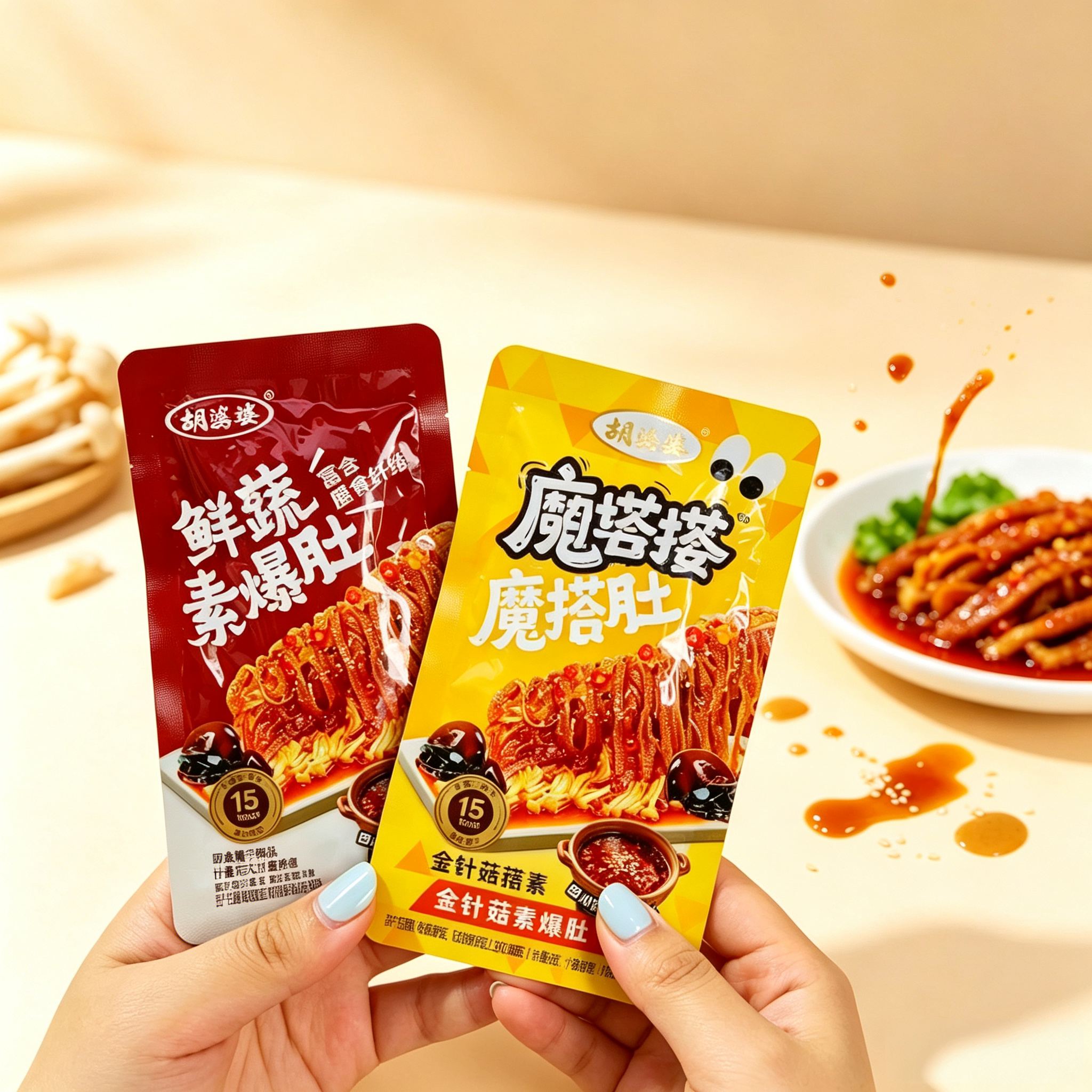 胡婆婆魔塔肚素毛肚麻酱味火锅味小包装零食魔芋追剧解馋小吃