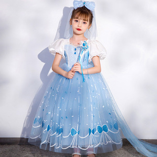 2026冰雪奇缘公主裙女童长裙儿童艾莎连衣裙爱莎裙子钢琴演出夏装