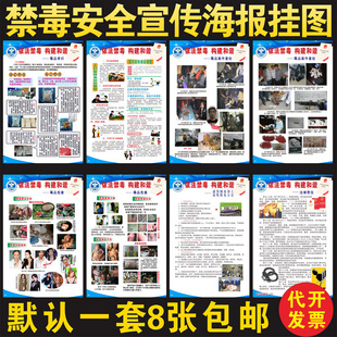 禁毒宣传海报 校园法制教育挂画 毒品危害科普宣传展板 宣教挂图