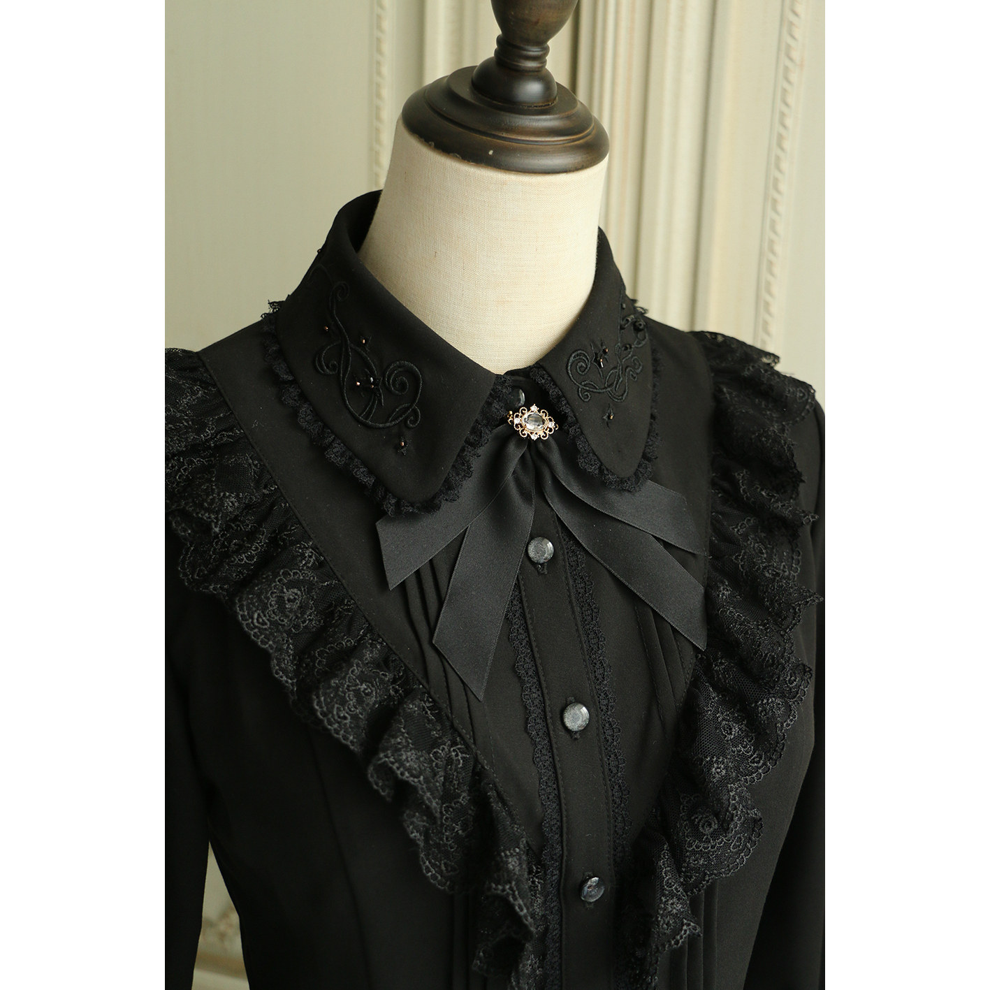 【FD原创设计】从晨雾中走来  刺绣翻领长袖衬衫 双色尾款