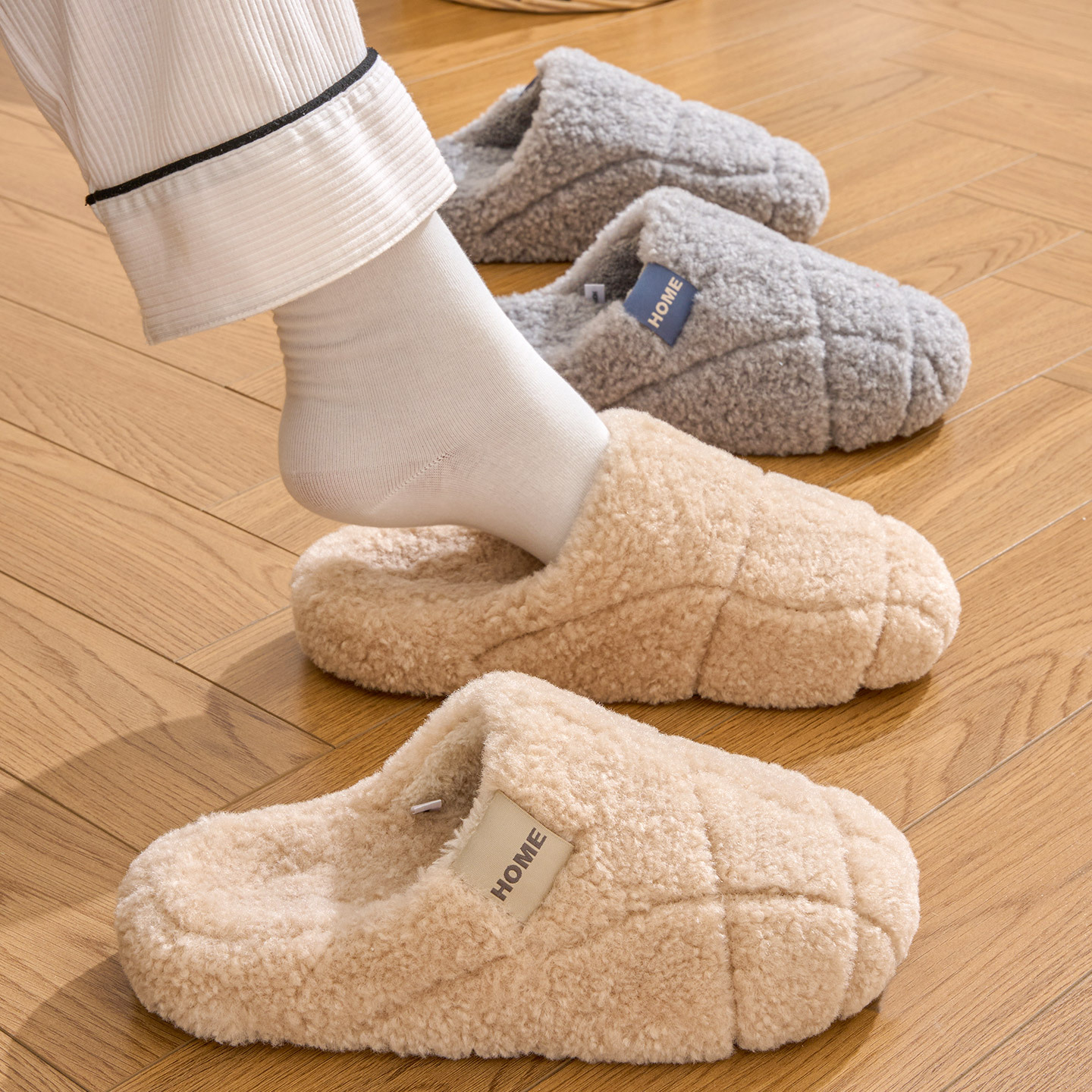 利达妮棉拖鞋女款2025新款室内居家保暖毛绒舒适拖鞋家用男士秋冬