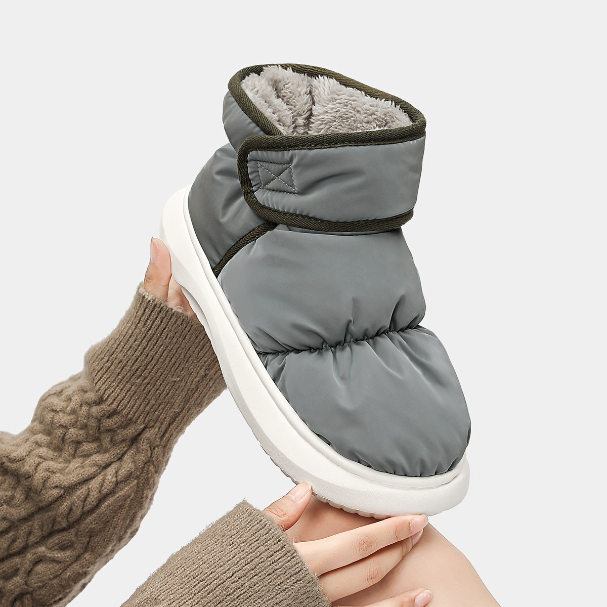 羽绒棉拖鞋男款冬季2025新款室内家居加绒保暖包跟防水棉鞋女冬天