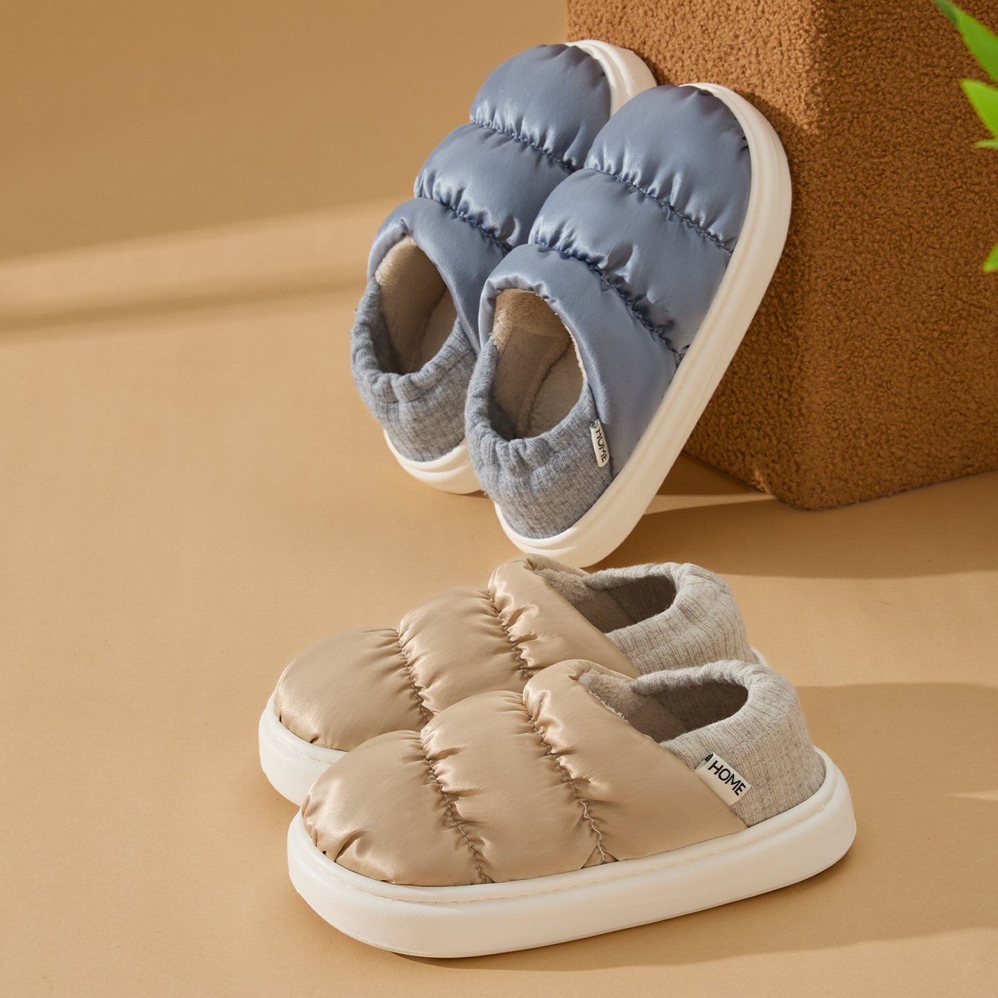 防水棉拖鞋女款冬季外穿2025新款毛绒保暖包跟男士棉鞋秋冬天