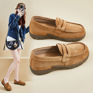 圆头一脚蹬小皮鞋 新款 复古休闲rd662 2026年春季 英伦风乐福鞋