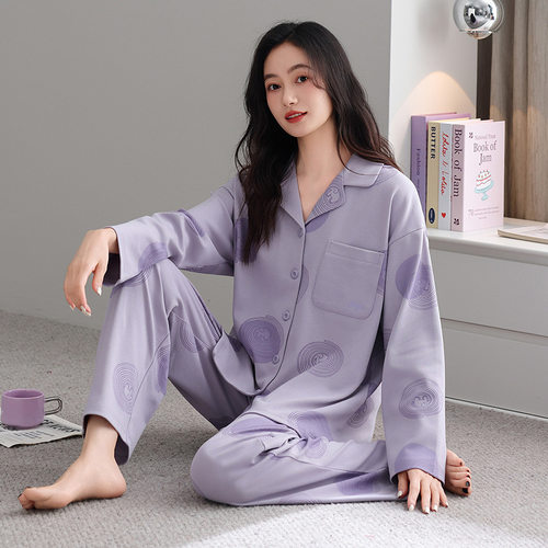 睡衣女春秋季纯棉2025新款长袖长裤全棉宽松妈妈可外穿家居服套装
