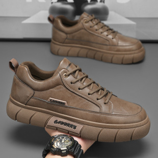 春季 休闲运动板鞋 新款 子男潮流百搭黑色皮鞋 男 透气防水防滑鞋 男鞋