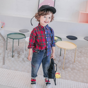 宝宝长袖格子衫