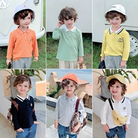 Áo thun bé trai dài tay cotton bé mùa thu quần áo nam trẻ em thủy triều bé trai áo sơ mi bé trai bé trai polot - Áo thun áo phông điệu cho bé gái