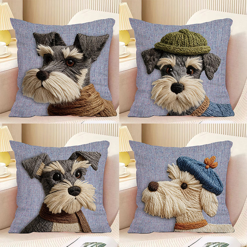 可爱雪纳瑞狗狗抱枕正方形生肖靠垫美式2d印花腰垫家居沙发摆件,居家布艺,靠垫/抱枕,淘宝优惠券,粉丝福利购,淘宝优惠卷