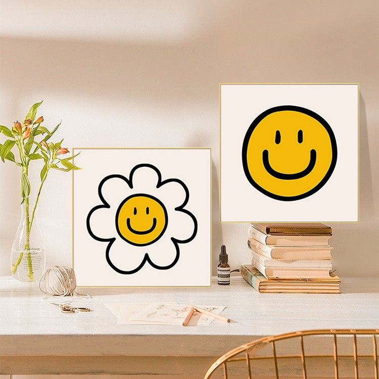 北欧治愈系笑脸装饰画电视柜摆件鞋柜桌面摆台太阳花卧室床头挂画,家居饰品,桌面摆台画,淘宝优惠券,粉丝福利购,淘宝优惠卷
