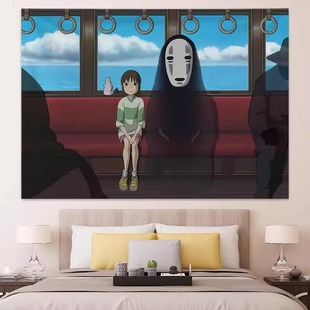 新款 动漫千与千寻挂布ins布学生宿舍背景墙布客厅卧室装饰挂毯